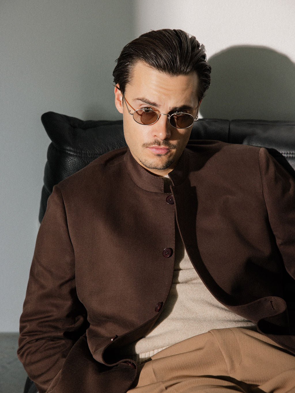 100% Silk Stand-Collar Jacket Lanificio Zegna