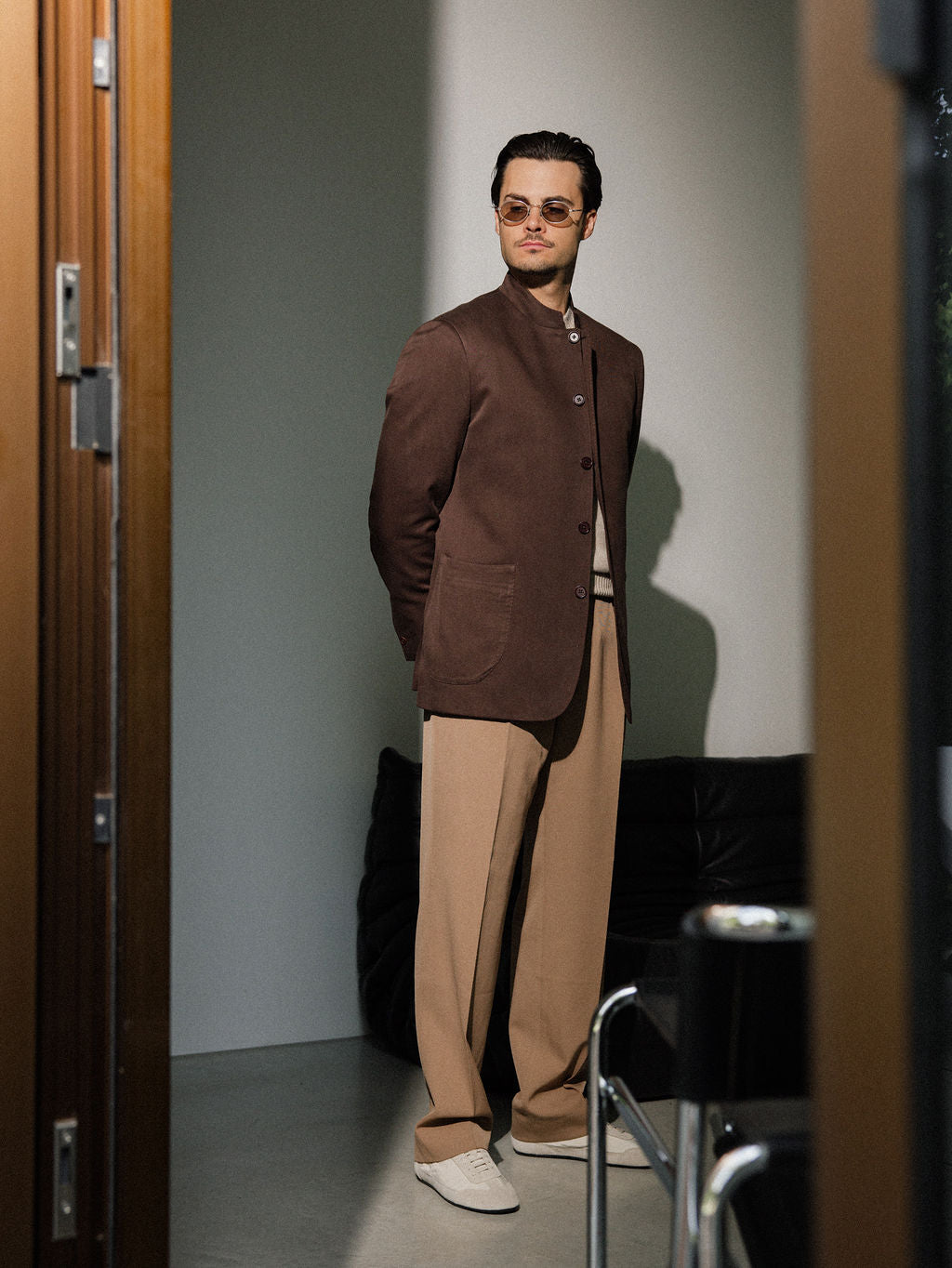 100% Silk Stand-Collar Jacket Lanificio Zegna